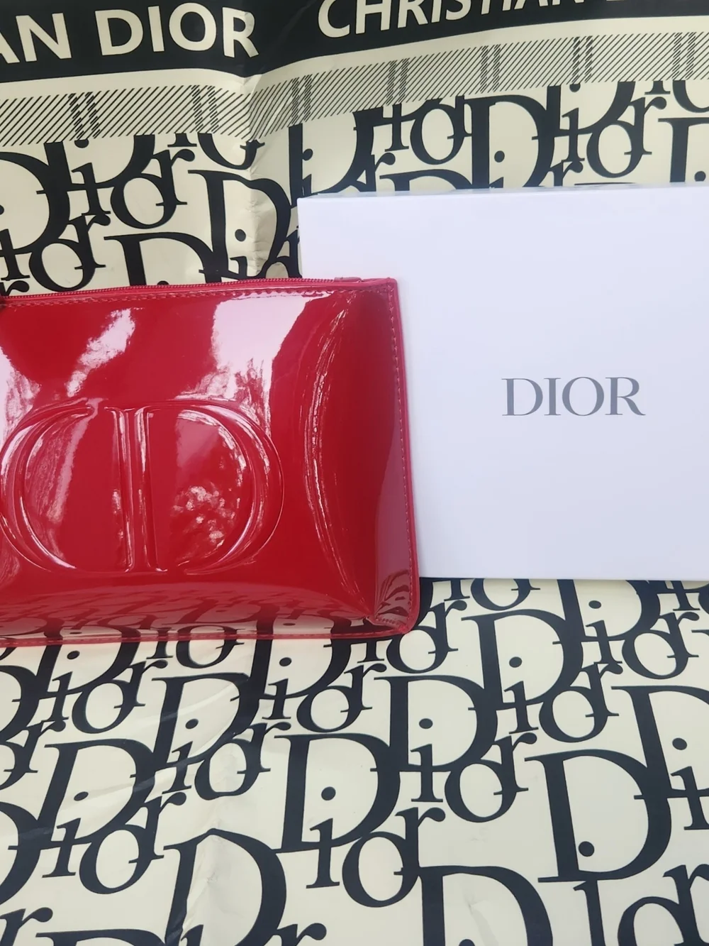 Dior Red Patent Leather Cosmetic Bag